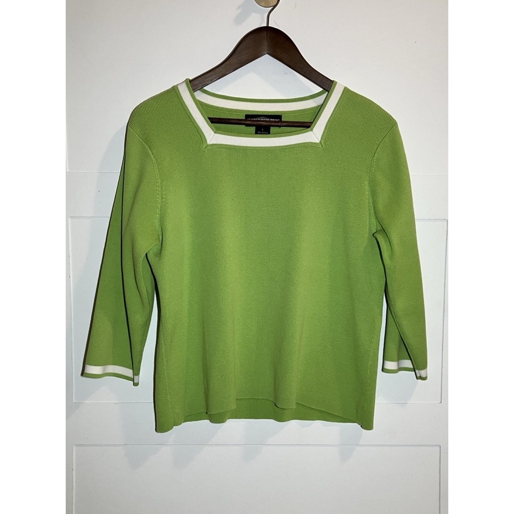 World Republic Clothing Co Women's L Green Retro Square Neck Quarter‎ Sleeve Top
